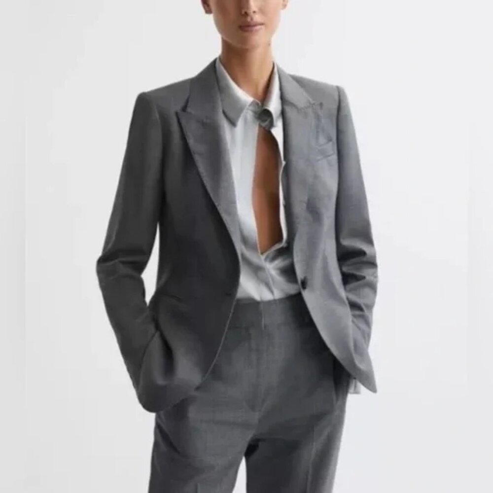 NEW REISS LAYTON TAILORED BLAZER - SIZE 4 US - GRAY